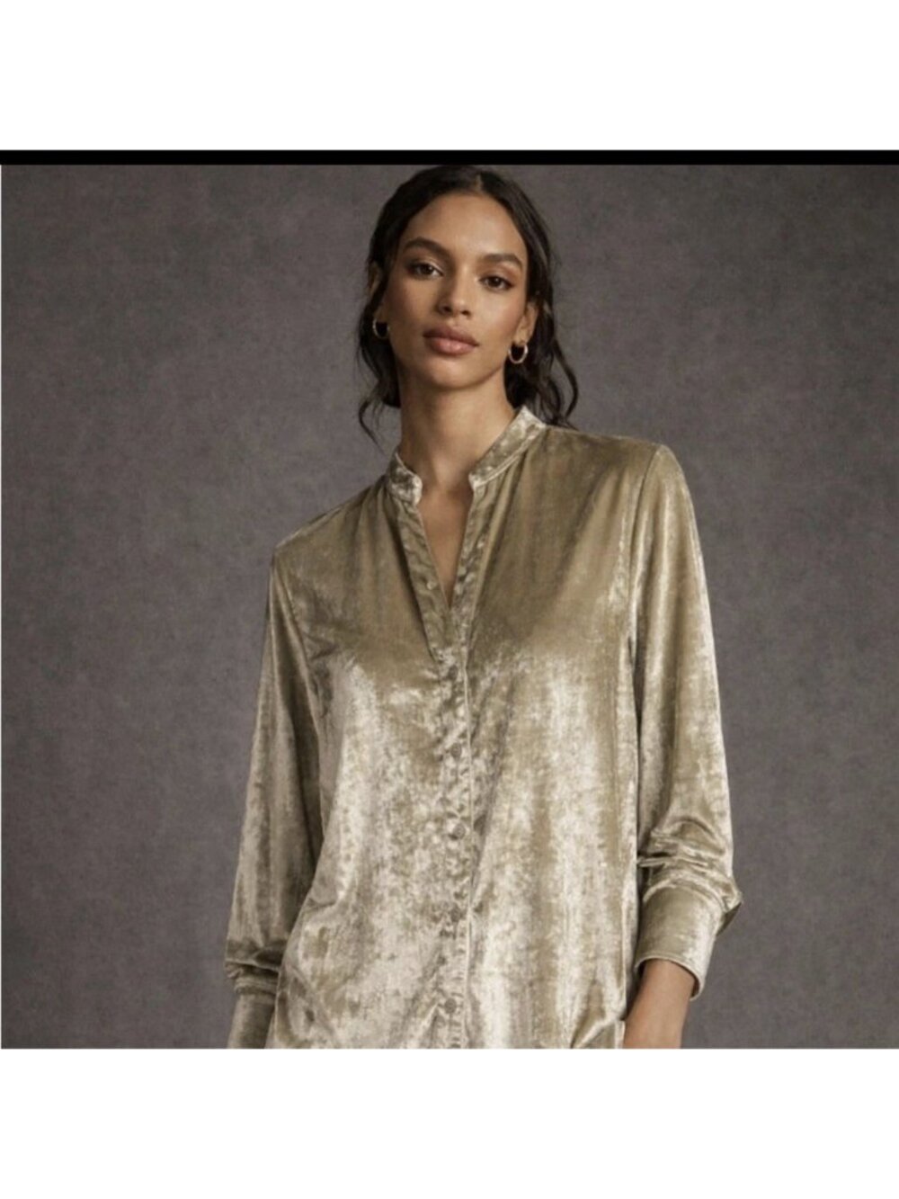 Maeve Anthropologie Boho Crushed Velvet Long Sleeve High Low Tunic Size 8